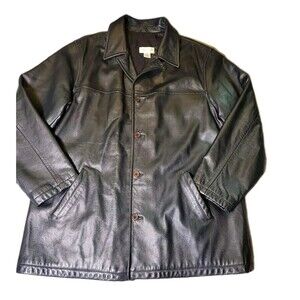 Paradox Leather Jacket Men Tall XLT Black Heavy  Pocket Fully Lined Button Front